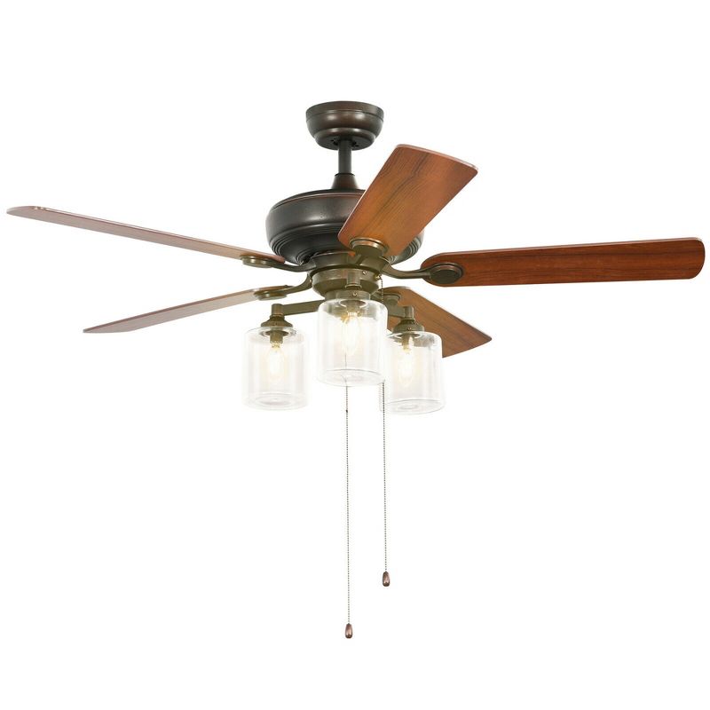 Costway 52'' Ceiling Fan Light 5 Bronze Finished Reversible Blades w/Pull Chain, 1 of 11
