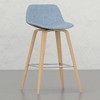 PAGED Bar Stools Set of 2, Modern Wooden Linen Fabric Counter Height Bar Chair with Curved Back for Bar, Kitchen, Dining Room - 3 of 4