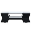 YOOCOZZ Glass-Top Coffee Table with Open Shelves and Cabinets,2-Tier Center Table-Black - 4 of 4