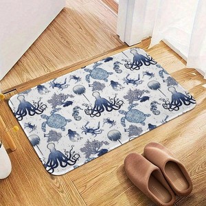 Watercolor Seahorse Turtle Octopus Bathroom Rugs Winter Bath Mat Absorbent Non Slip Bathroom Mat Christmas Soft Floor Carpet 16x20 Inches - 1 of 1