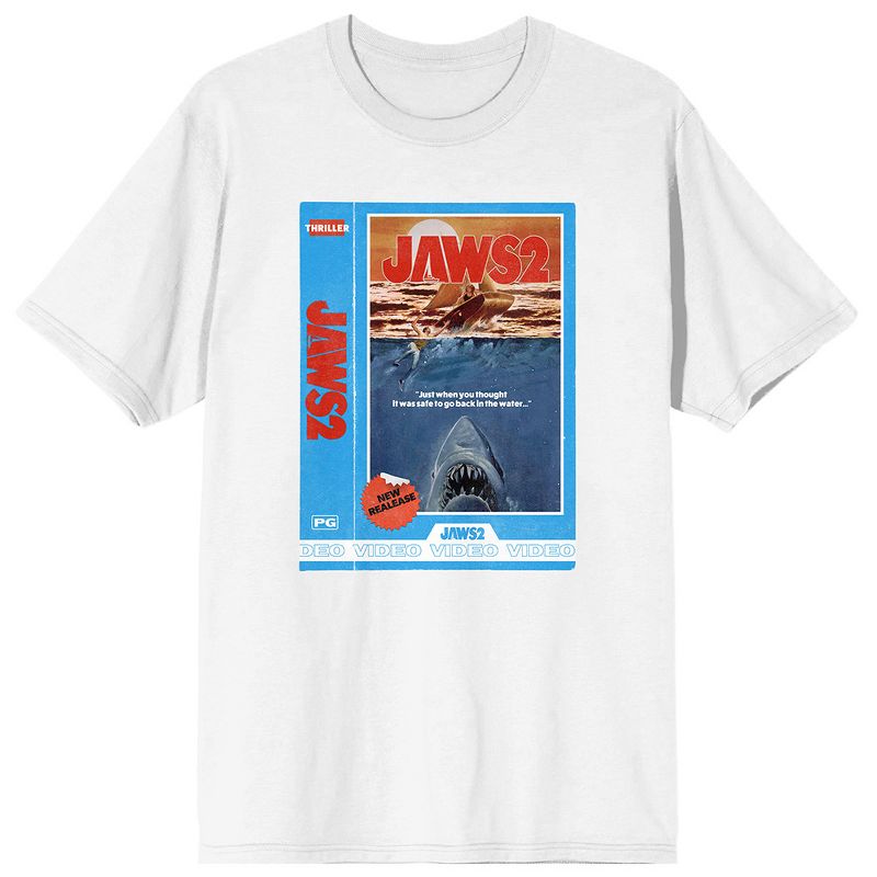 Jaws 2 Horror Movie Cover White Graphic Tee Shirt, 1 of 3