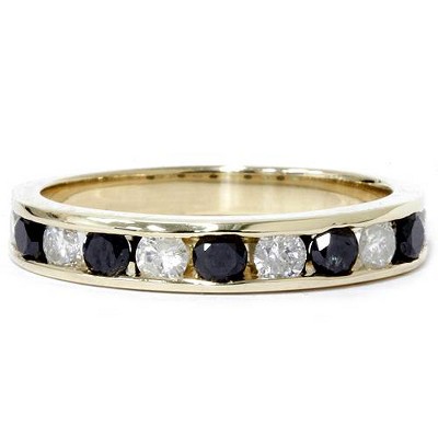 Pompeii3 1ct Black & White Diamond Wedding 14K Gold Ring New