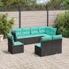 vidaXL Patio Sofa Set with Cushions Outdoor Furniture 9 Piece Poly Rattan - Black and Blue Without Table - 2 of 4