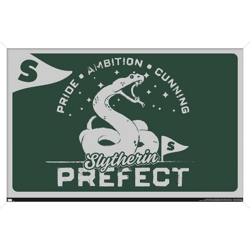 Trends International The Wizarding World: Harry Potter - Slytherin  Clubhouse Crest Framed Wall Poster Prints White Framed Version 22.375 x 34