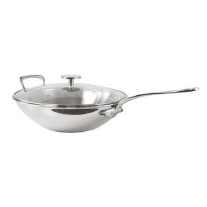Mauviel M'Cook 12.5 Inch Stainless Steel Wok With Long Handle And Helper Handle - 1 of 4