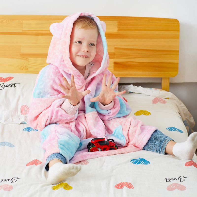 Catalonia Banana Cat Wearable Blanket Hoodie for Kids, Fleece Snuggy Sweatshirt Pullover, 4-12 Years Kids, Gift for Boys Girls, 4 of 7