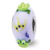 Black Bow Jewelry Fenton Sterling Silver Hand Painted Froggie Kisses 3D Glass Bead Charm - 2 of 4