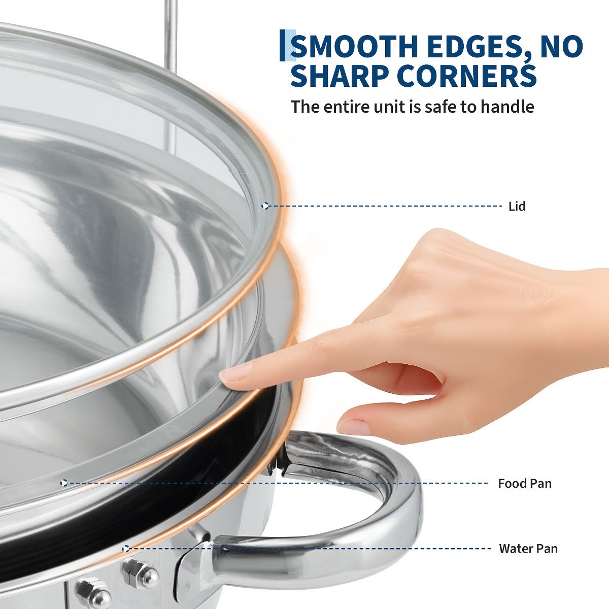 Garvee Chafing Dishes for Buffet, 2 Pack Round Chafing Dish Buffet Set, 5 QT Chafer Food Warmer with Lid, Food Warmers for Parties Catering Events - thumbnail 4