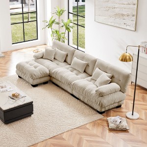NicBex Couches for Living Room 3-Seater Sofa Cloud Couch Comfy Chenille Upholstered Modular Deep Seat Sofa with 5 Pillows and Ottoman - 1 of 4