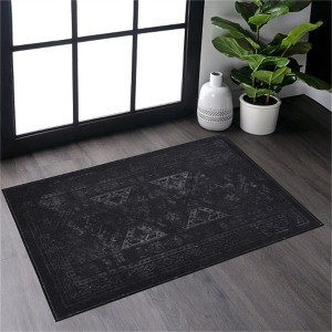 SKRAN Soft and Cozy Area Rug for Comfort and Style, Non-Slip and Machine, Living Room, Bedroom, Kitchen - Black & Gray - 1 of 4