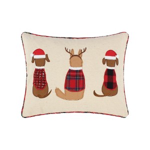 Jingle Paws Dogs Natural Pillow 14x18 - Levtex - Merry & Bright - 1 of 3