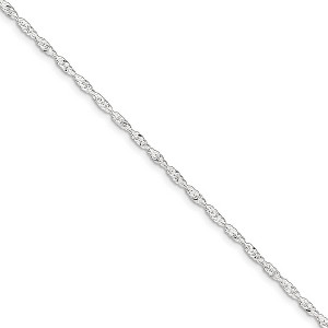 Black Bow Jewelry Sterling Silver 2mm Singapore Chain Anklet, 9 Inch - 1 of 4