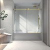 PexFix 63 in.x 60 in. Frameless Single Sliding Shower Door 8mm Tempered Glass With Adjustable Soft Closing Design for Spa Bathroom Brushed Gold - 3 of 4