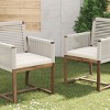 Durable Acacia Wood Outdoor Armchairs with Handwoven Rope Back & Arms, Washable Cushions, and Water-Resistant Fabric – Set of 2-Coolbibila - 3 of 4