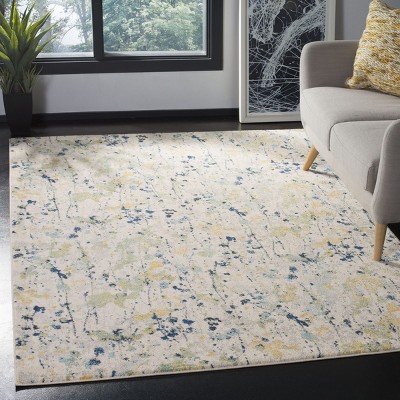 Ivory and Yellow Speckled Print Low Pile Area Rug