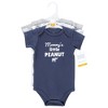 Hudson Baby Cotton Bodysuits Set, Blue Elephant Peanut - 2 of 4