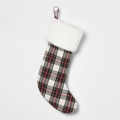 Plaid Christmas Stocking White - Wondershop™