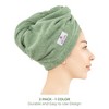 American Soft Linen 100% Cotton Hair Drying Towels for Women, 2 Pack Turkish Hair Towel Wrap, Head Towel Cap with Button, Hair Turban Towel - 2 of 4
