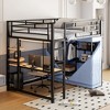 Okak 77.4IN Twin/Full Size Metal Loft Bed with Desk, Bed Frames with High Safety Guardrails and Wardrobe, Twin Bed for Bedroom, Dormitory - 2 of 4