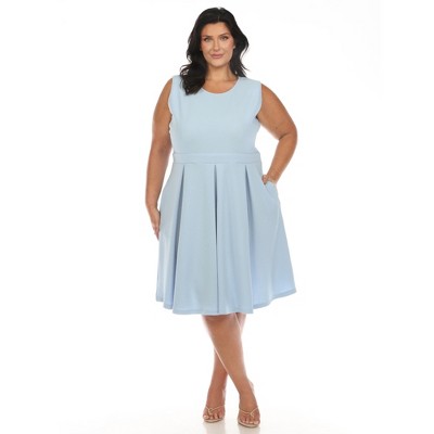 White Mark Plus Size Solid Fit and Flare Dress