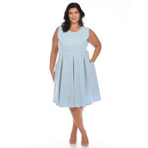 White Mark Plus Size Solid Fit and Flare Dress - 1 of 4