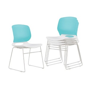 Racxily Set of 4 Stacking Chairs, Polypropylene Seat with Fiberglass Back - 1 of 4