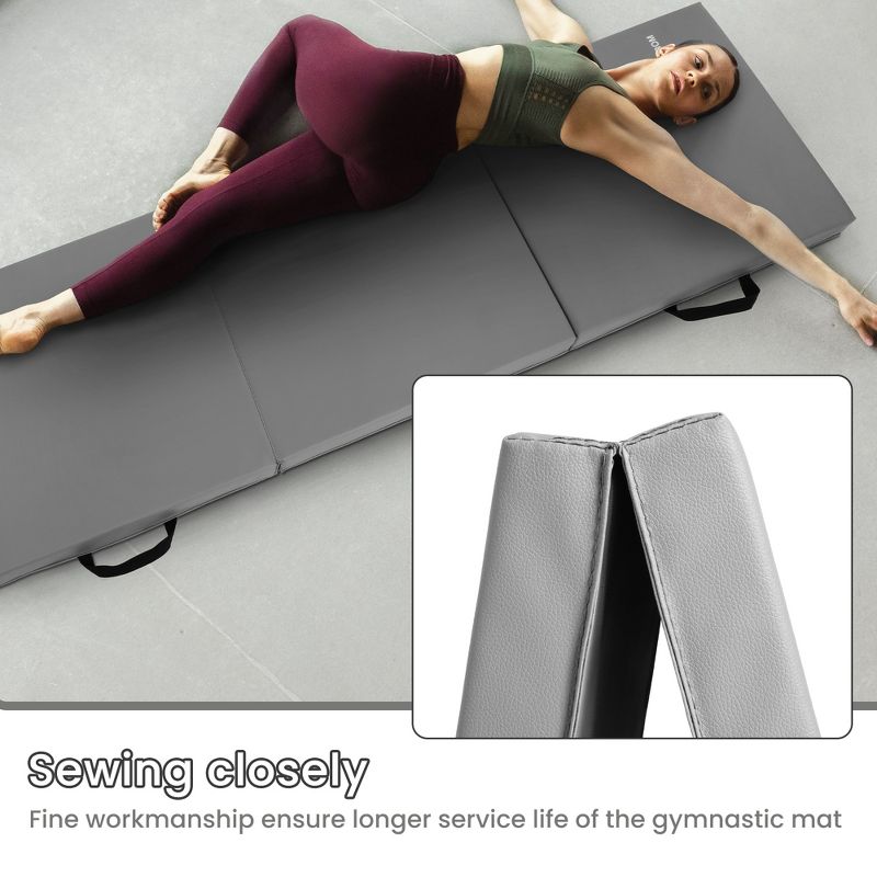 BalanceFrom Fitness GoGym 6 Ft x 2 Ft Folding Anti Tear High Density Vinyl 3 Panel Gym Exercise Mat for Yoga, Aerobics, Pilates & Gymnastics, Black, 4 of 7