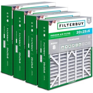 Filterbuy 20x25x6 Air Filter (4-Pack), Pleated MERV 8 Dust Defense HVAC AC Furnace Air Filters for Aprilaire Space-Gard 201 / 2200 / 2250 & Lennox - 1 of 4