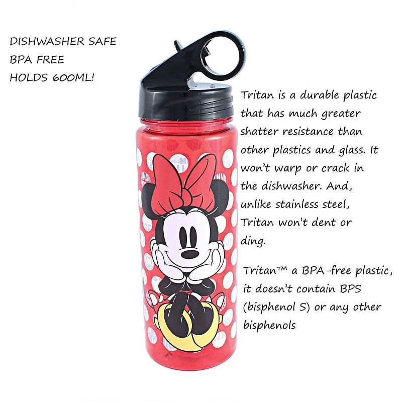 Silver Buffalo Disney Minnie Mouse Water Bottle With Flip-Up Straw | Holds 20 Ounces, 3 of 4