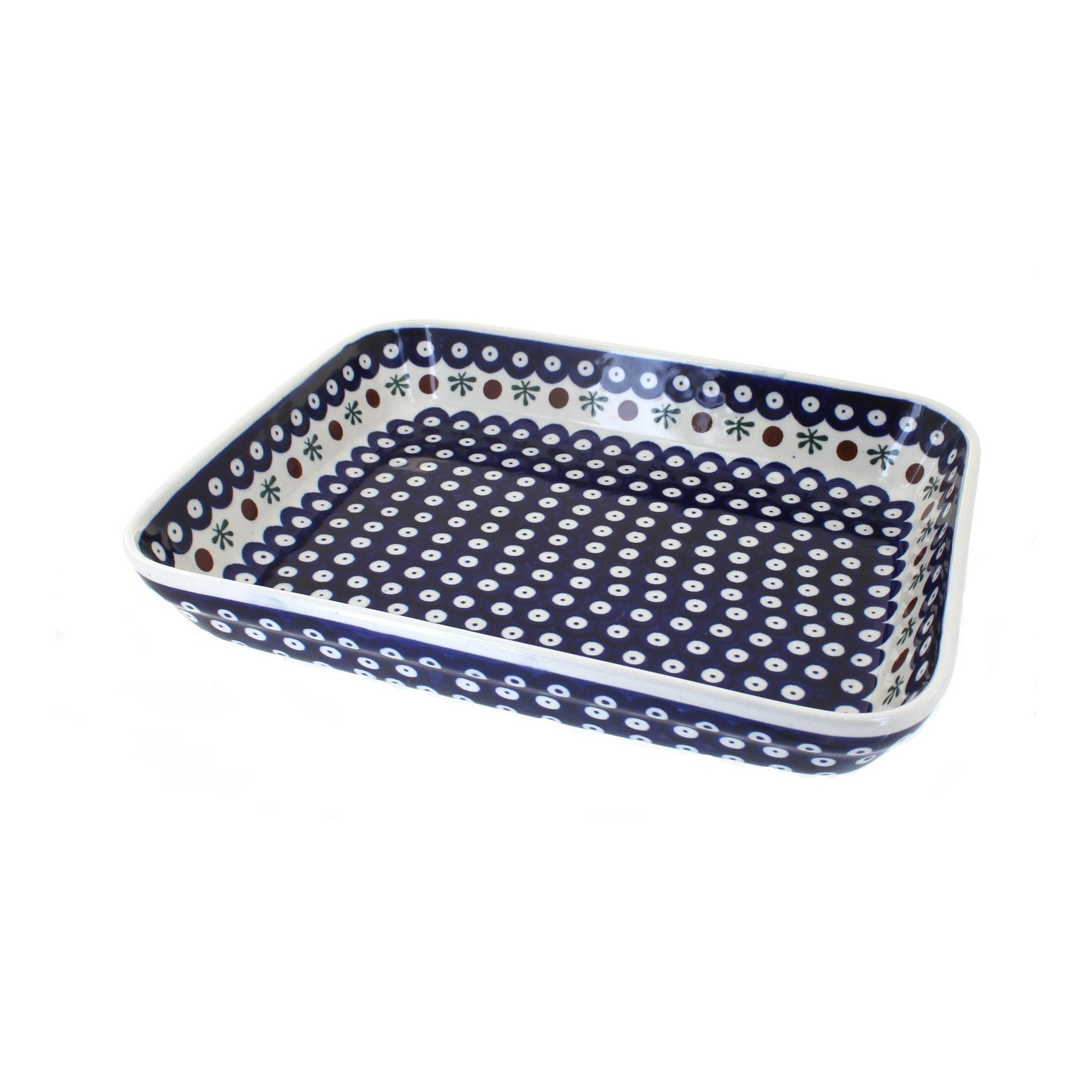 Blue Rose Polish Pottery Nature Medium Rectangular Baker