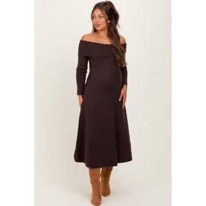 maternity off shoulder sweater dress Momyknows Green Knit Off Shoulder Flare Sleeve Bodycon Elegant Going Out  Maternity Photoshoot Maxi Sweater Dress
