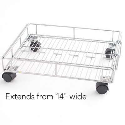 Expandable Chrome Metal Rolling Storage Basket with Wheels