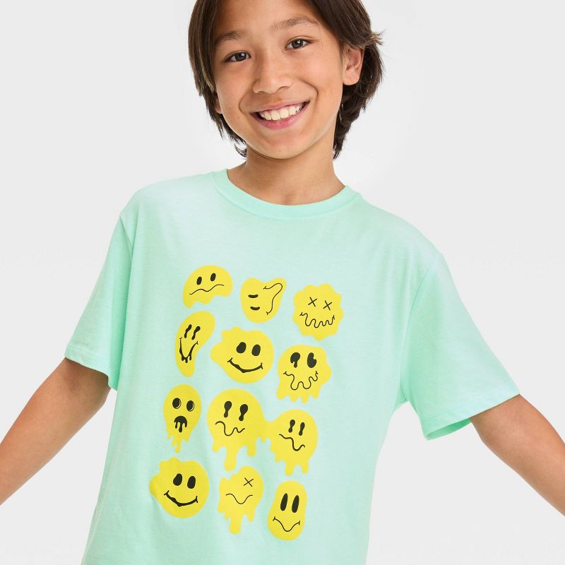 Boys&#39; Smiley Face Short Sleeve Graphic T-Shirt - art class&#8482; Aqua Blue, 3 of 7
