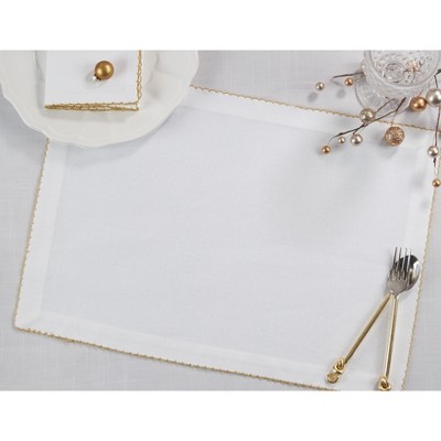 Gold Whip Stitched Cotton Rectangle Placemats, Set of 4