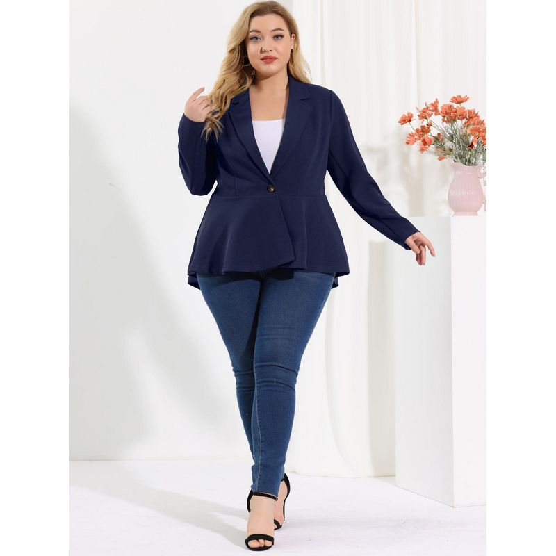 Agnes Orinda Women's Plus Size High-Low Peplum Button Work Formal Elegant Blazers, 4 of 8