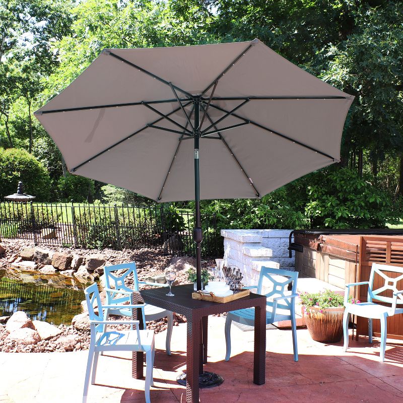 Sunnydaze Outdoor Aluminum Pool Patio Umbrella with Solar LED Lights, Tilt, and Crank - 9', 3 of 14