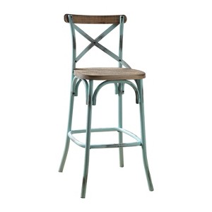 Metal and Wood Bar Chair with X-Shape Backrest - 1 of 4