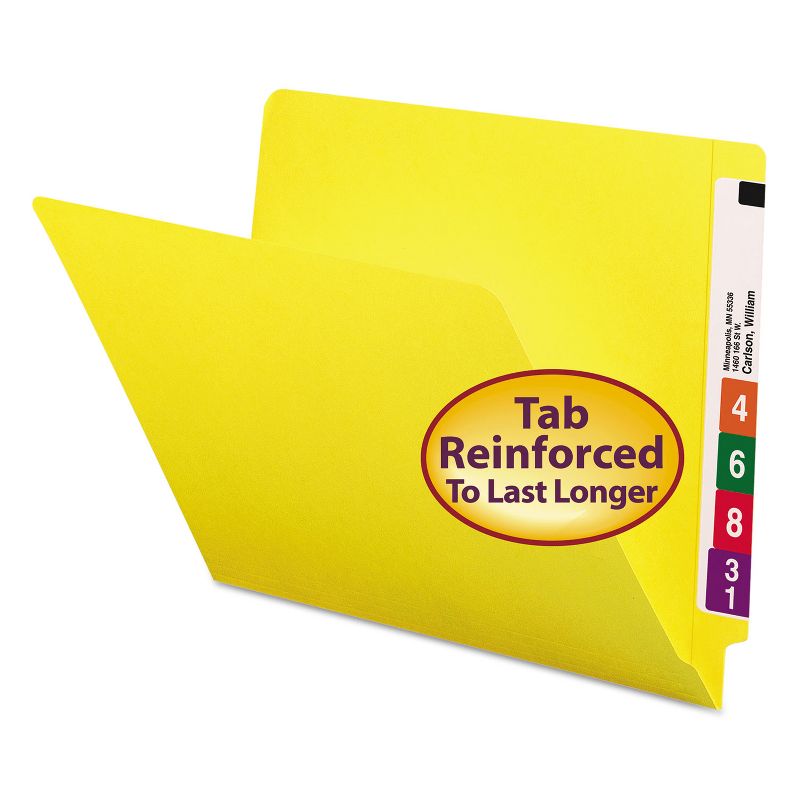 Smead Colored File Folders Straight Cut Reinforced End Tab Letter Yellow 100/Box 25910, 1 of 9