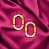 Slickblue Women's Fashion Earrings, Metal Brushed Wood Drop Design, Semi Circle Style, Boho Trend, Gold Brown, 2.5" - 2 of 3