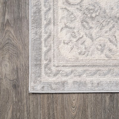 Ivory and Gray Medallion Synthetic 8' x 10' Area Rug