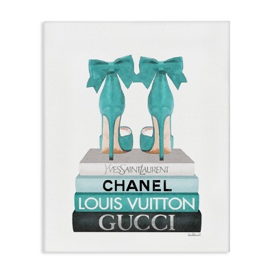 Stupell Industries Turquoise Bow Heels on Books Women's Fashion