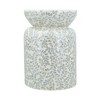HDZNVF 14x14x20 inch Round Bamboo Accent Table with White Shell Design - 4 of 4