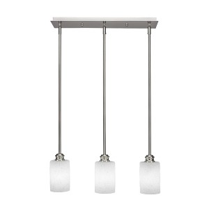 Toltec Lighting Edge 3 - Light Chandelier in  Brushed Nickel with 4" White Muslin Shade - 1 of 1