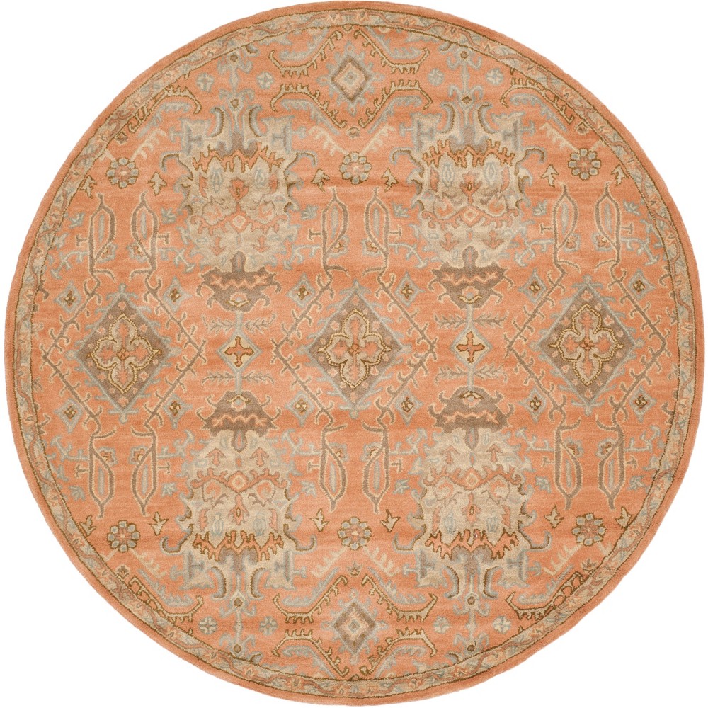 5' Medallion Tufted Round Area Rug Terracotta - Safavieh