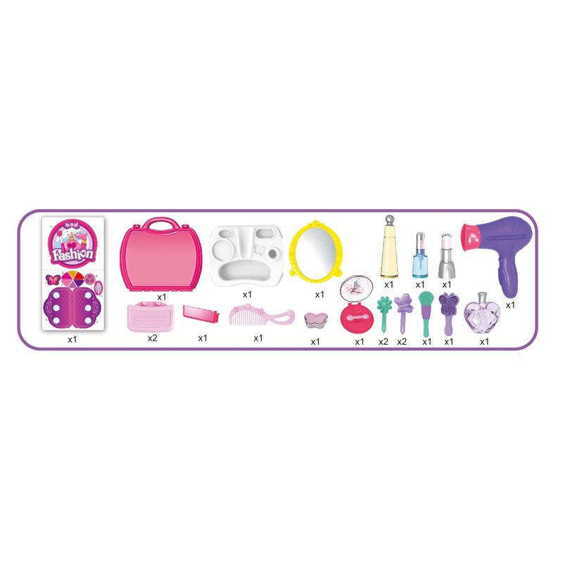 Insten Cosmetic Girls Beauty Salon Makeup Playset with Mirror, Pretend Toys for Kids, 3 of 5