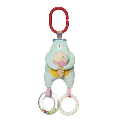 Manhattan Toy Cherry Blossom Days Baby Bear Travel Toy with Rattle Ring, Squeaker and Soft Silicone Teether