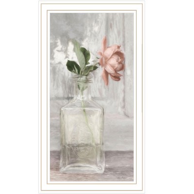 HomeRoots Cottage Peach Rose White Framed Print Wall Art