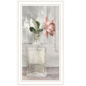 HomeRoots Cottage Peach Rose White Framed Print Wall Art - 1 of 4