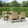 vidaXL Patio Dining Set Outdoor Dining Set Table and Chair Set for Garden - Beige and Black 63" Table Length 4 Chairs - 2 of 4
