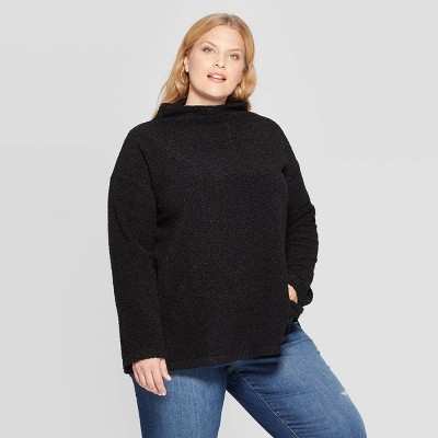 womens black sherpa pullover